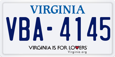 VA license plate VBA4145