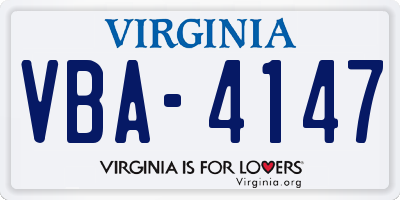VA license plate VBA4147