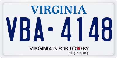 VA license plate VBA4148