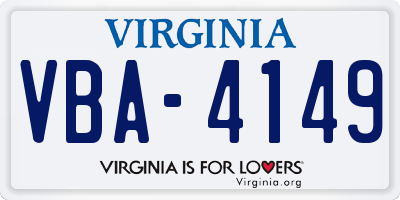 VA license plate VBA4149