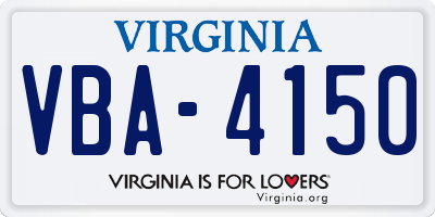 VA license plate VBA4150