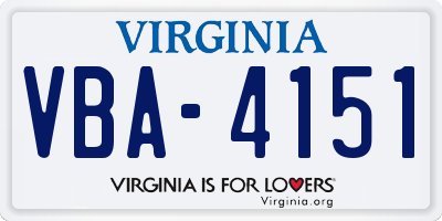 VA license plate VBA4151