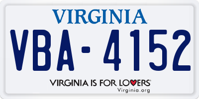 VA license plate VBA4152