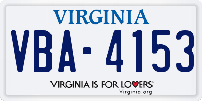 VA license plate VBA4153