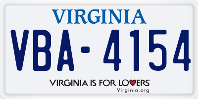 VA license plate VBA4154