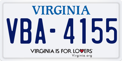 VA license plate VBA4155
