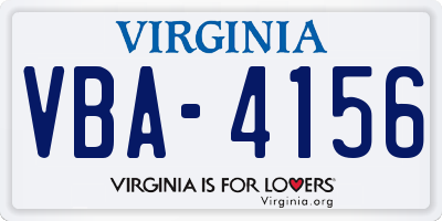 VA license plate VBA4156