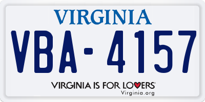 VA license plate VBA4157
