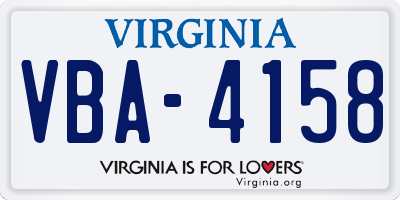 VA license plate VBA4158
