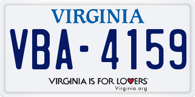 VA license plate VBA4159