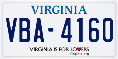 VA license plate VBA4160