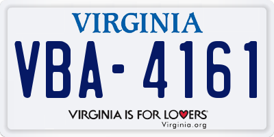 VA license plate VBA4161