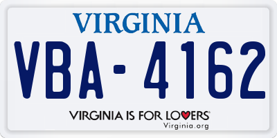 VA license plate VBA4162