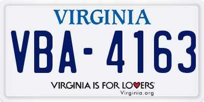VA license plate VBA4163