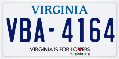 VA license plate VBA4164