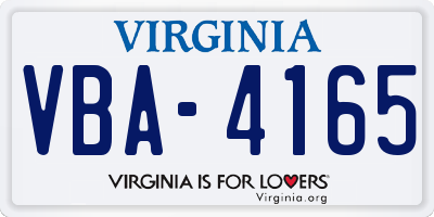 VA license plate VBA4165