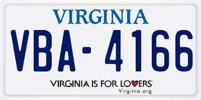 VA license plate VBA4166