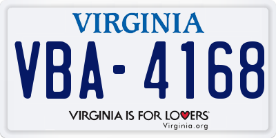 VA license plate VBA4168