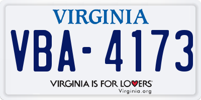 VA license plate VBA4173