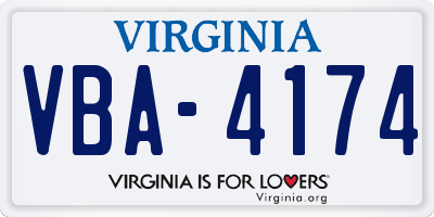 VA license plate VBA4174
