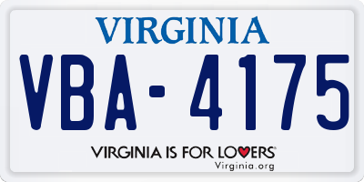 VA license plate VBA4175