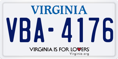 VA license plate VBA4176