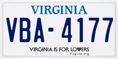 VA license plate VBA4177
