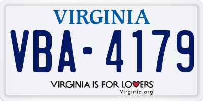 VA license plate VBA4179