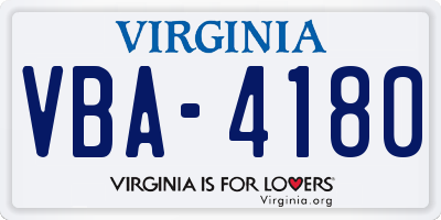 VA license plate VBA4180