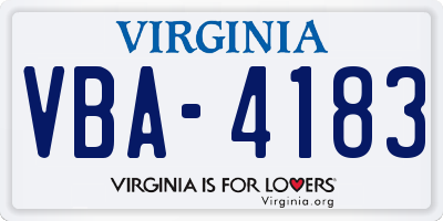 VA license plate VBA4183