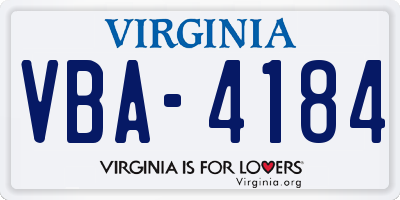 VA license plate VBA4184