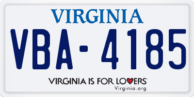 VA license plate VBA4185