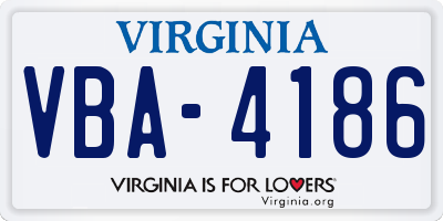 VA license plate VBA4186