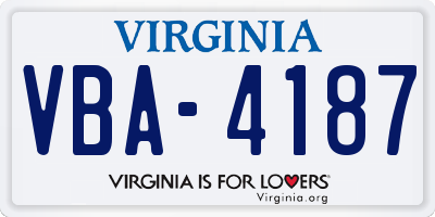 VA license plate VBA4187