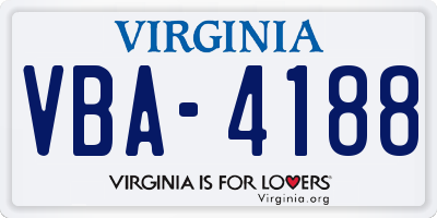 VA license plate VBA4188