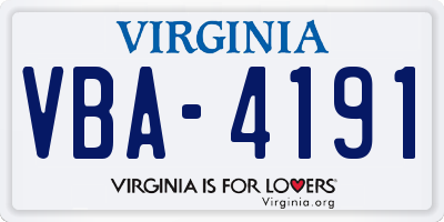 VA license plate VBA4191