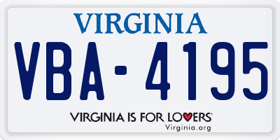 VA license plate VBA4195