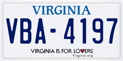 VA license plate VBA4197