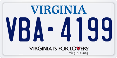 VA license plate VBA4199