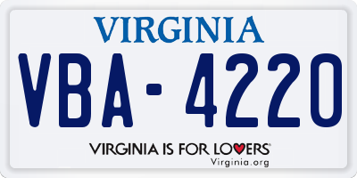 VA license plate VBA4220