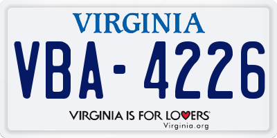 VA license plate VBA4226