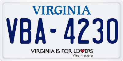 VA license plate VBA4230