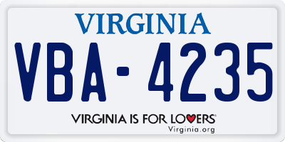 VA license plate VBA4235