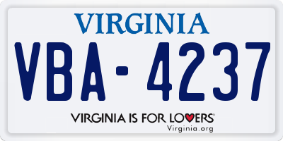 VA license plate VBA4237