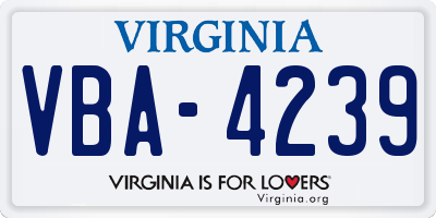 VA license plate VBA4239