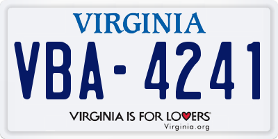 VA license plate VBA4241