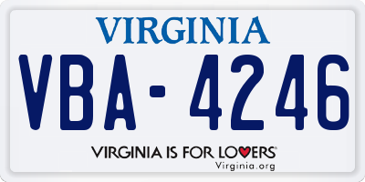 VA license plate VBA4246