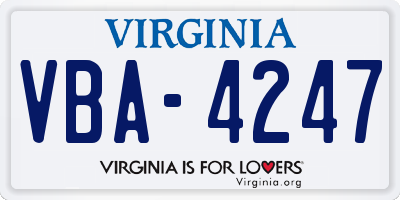 VA license plate VBA4247