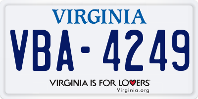 VA license plate VBA4249
