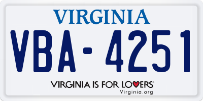 VA license plate VBA4251